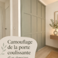 Porte coulissante camouflée avec des éléments déco intégrés dans un dressing chic.