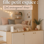 Chambre d'ado aménagée dans un petit espace avec des couleurs vives et un mobilier fonctionnel