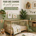 Chambre de bébé garçon décorée avec des couleurs apaisantes et des accessoires ludiques.