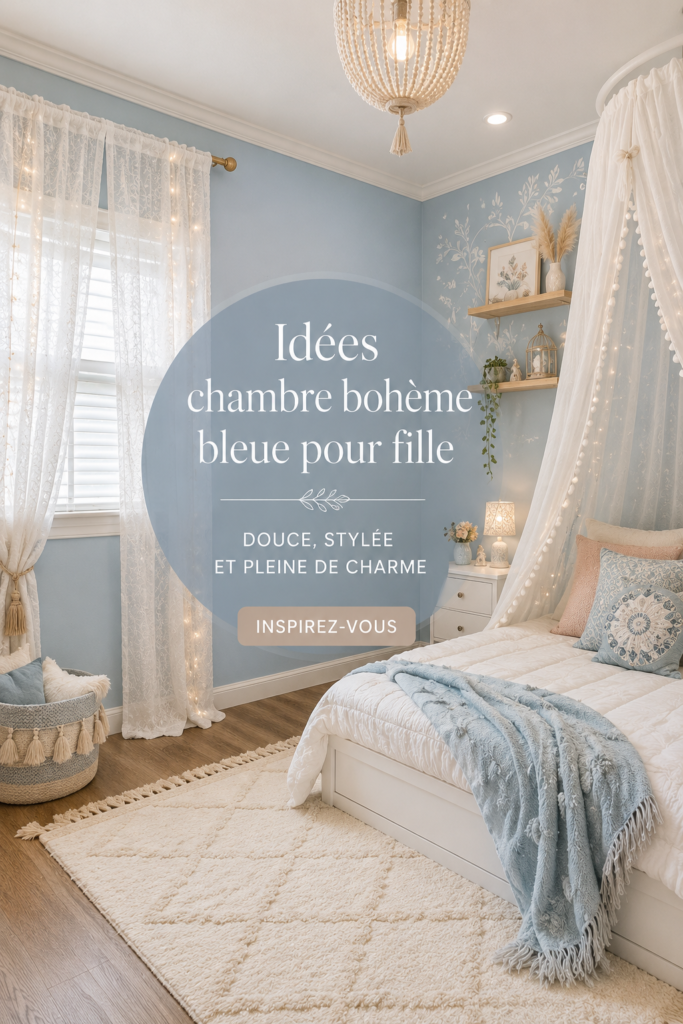 Une chambre d'enfant boho en bleu qui dégage chaleur et confort
