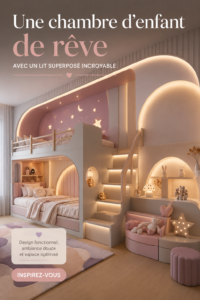 Chambre d'enfant avec un lit superposé coloré et une décoration ludique