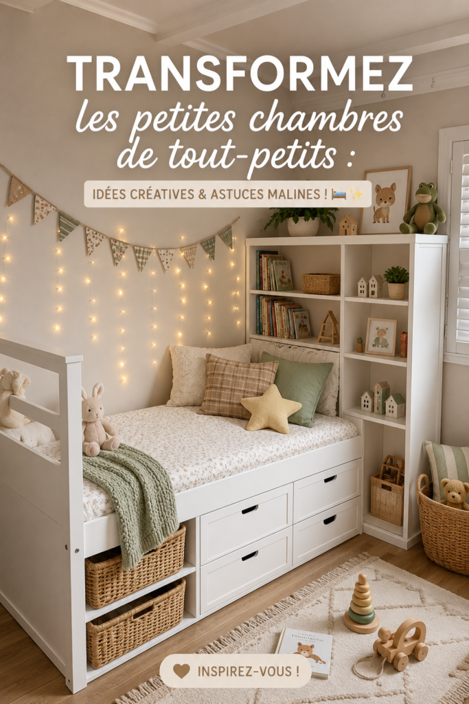 Chambre d'enfant aménagée avec des couleurs douces et un coin jeu original.