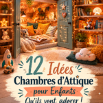 Chambre d'enfant colorée et ludique aménagée dans les combles.