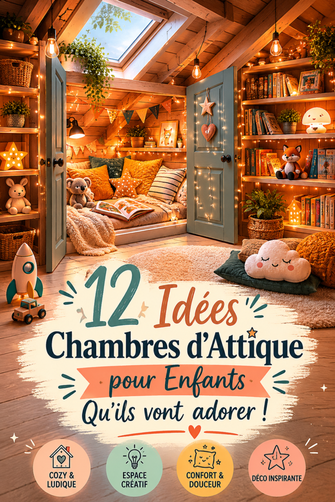 Chambre d'enfant colorée et ludique aménagée dans les combles.