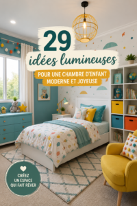 Chambre d'enfant contemporaine avec des couleurs vives et un mobilier moderne