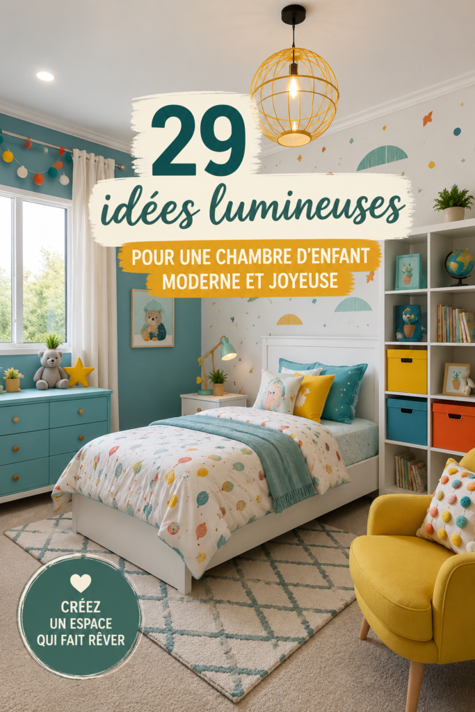 Chambre d'enfant contemporaine avec des couleurs vives et un mobilier moderne