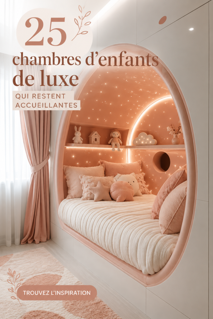 Chambre d'enfant luxueuse et chaleureuse avec des couleurs douces et des meubles élégants