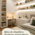 Chambre d'enfant minimaliste avec décoration épurée et rangement pratique