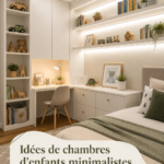 Chambre d'enfant minimaliste avec décoration épurée et rangement pratique