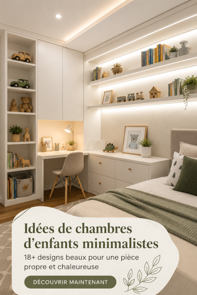 Chambre d'enfant minimaliste avec décoration épurée et rangement pratique