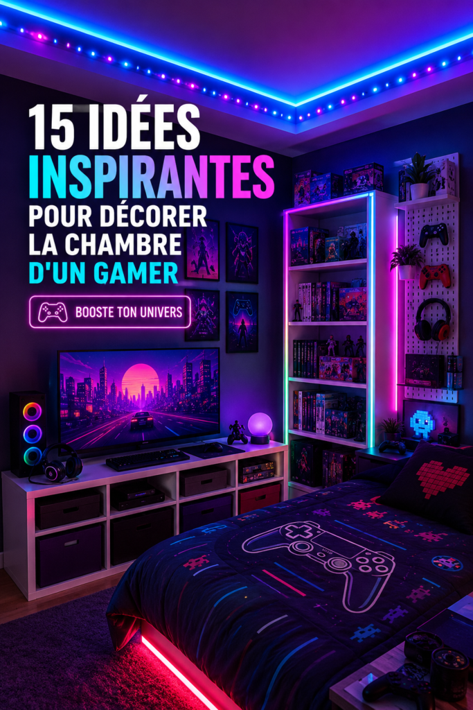 Chambre moderne de gamer décorée avec style et confort