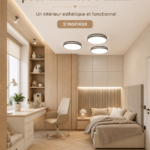 Une chambre d'enfant joliment décorée dans un style scandinave, avec des couleurs douces et un mobilier fonctionnel.