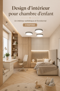 Une chambre d'enfant joliment décorée dans un style scandinave, avec des couleurs douces et un mobilier fonctionnel.