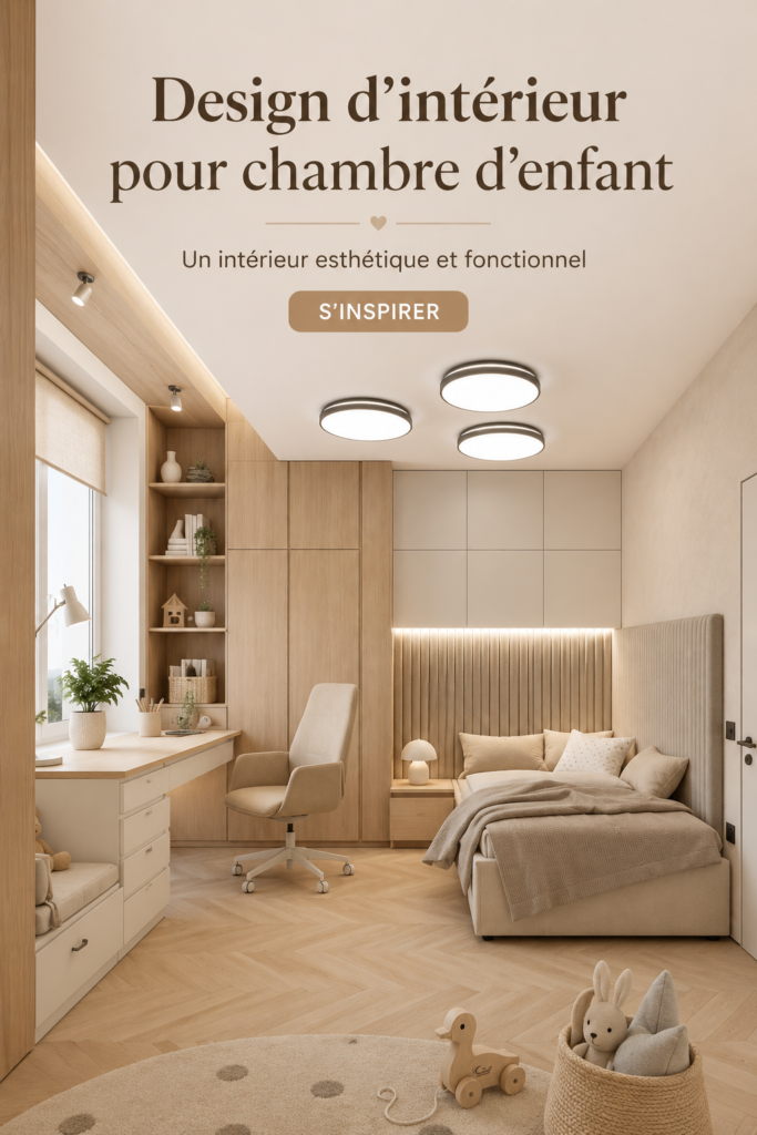 Une chambre d'enfant joliment décorée dans un style scandinave, avec des couleurs douces et un mobilier fonctionnel.