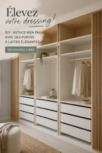 Un dressing rénové avec des portes à lattes créatives inspirées d'un hack IKEA PAX.