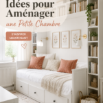 Aménagement d'une petite chambre avec des couleurs douces et des meubles pratiques.