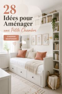 Aménagement d'une petite chambre avec des couleurs douces et des meubles pratiques.