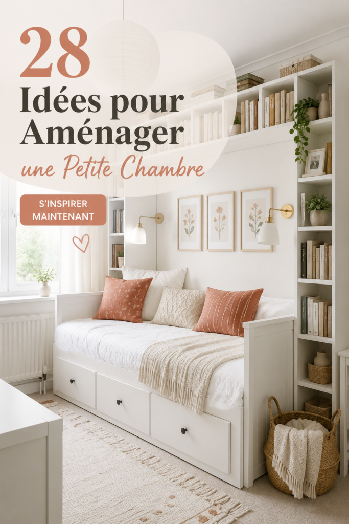 Aménagement d'une petite chambre avec des couleurs douces et des meubles pratiques.