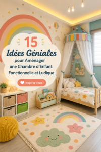 Une chambre d'enfant colorée avec des espaces de jeu et de rangement fonctionnels.