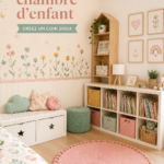 Chambre de bébé décorée avec des couleurs douces et des meubles pratiques.