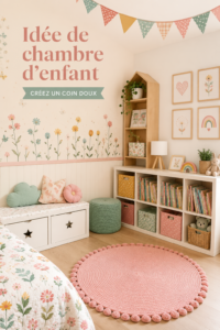 Chambre de bébé décorée avec des couleurs douces et des meubles pratiques.