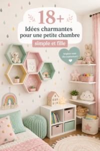 Chambre de fille décorée avec des couleurs douces et des accessoires harmonieux.