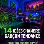 Chambre moderne pour garçon avec des couleurs vives et un espace de jeu inspirant.