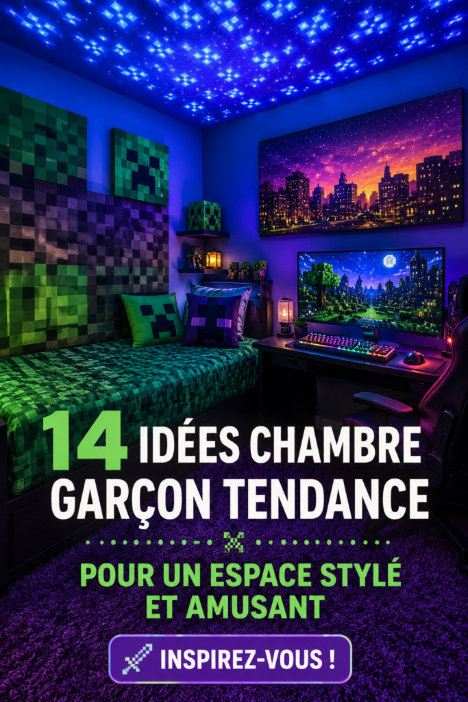 Chambre moderne pour garçon avec des couleurs vives et un espace de jeu inspirant.