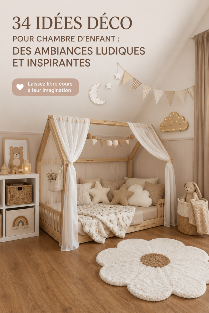 Chambre d'enfant colorée et ludique avec des éléments décoratifs variés.