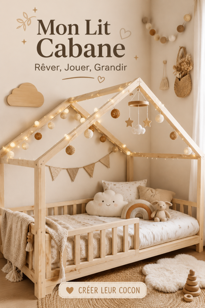 Un lit cabane douillet dans une chambre d'enfant, créant un espace de jeu et de repos.