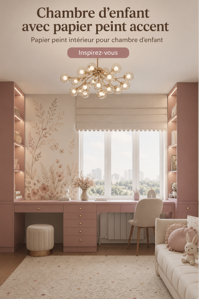 Chambre d'enfant décorée avec des papiers peints colorés et créatifs.