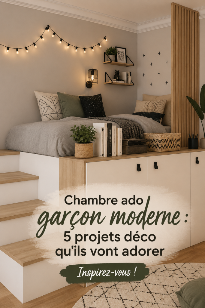 Une chambre moderne pour ado avec une décoration cool et fonctionnelle.