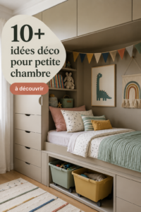 Idées pratiques de rangement sous le lit dans la chambre d'enfants.