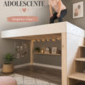 Chambre d'adolescent avec mezzanine chic et fonctionnelle.