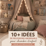 Chambre d'enfants colorée avec des décorations estivales, évoquant un environnement créatif et accueillant.