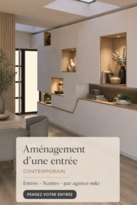 Aménagement moderne et accueillant d'une entrée avec rangement et décor
