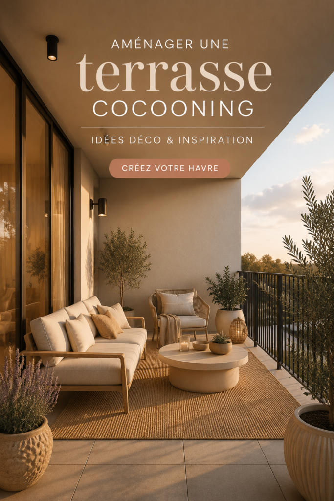 Une terrasse cosy avec des meubles confortables et des plantes décoratives, idéale pour se détendre.