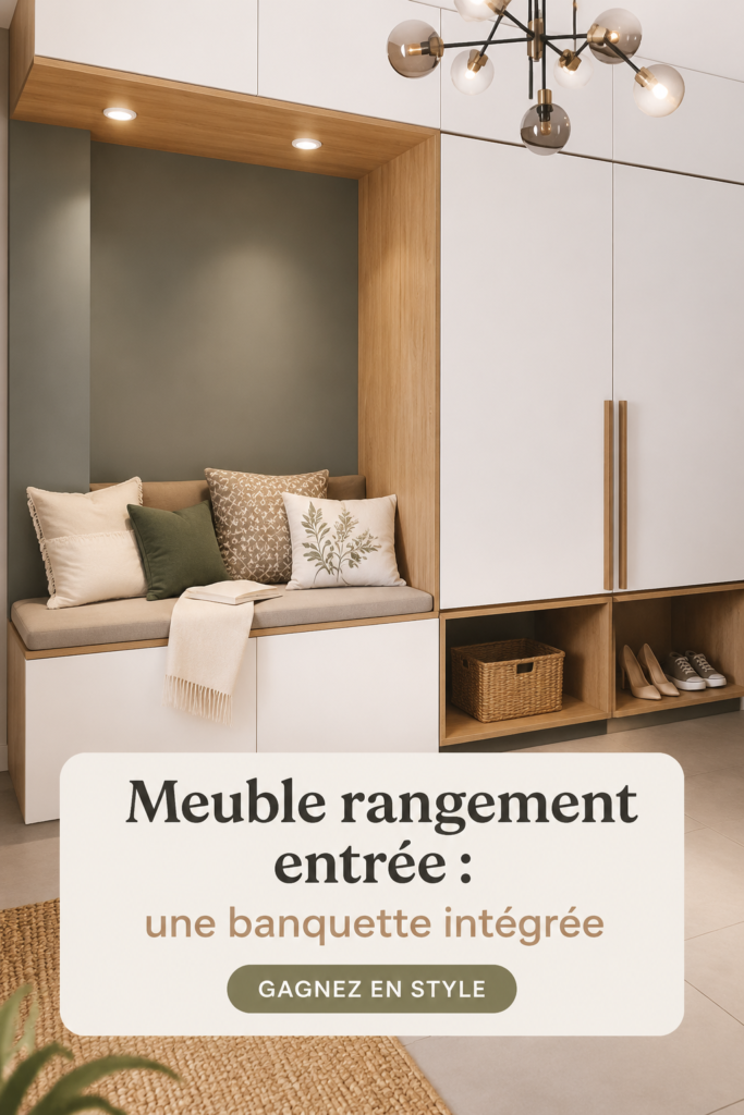 Banquette de rangement intégrée dans une entrée élégante
