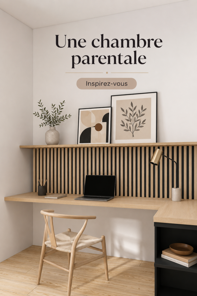 Chambre parentale aménagée avec goût, mélange de simplicité et confort.