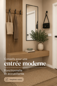 Un hall d'entrée moderne avec des meubles fonctionnels et une belle décoration.