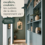 Un palier décoré avec des plantes et des accessoires tendance