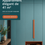 Appartement de 41 m² avec décorations modernes en turquoise