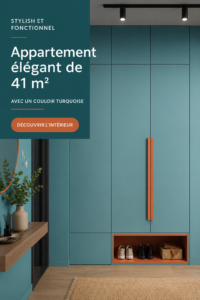 Appartement de 41 m² avec décorations modernes en turquoise