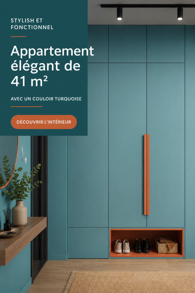 Appartement de 41 m² avec décorations modernes en turquoise