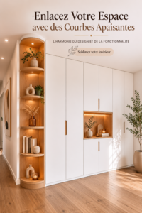 Un salon décoré avec des meubles aux formes courbes, créant une ambiance apaisante.
