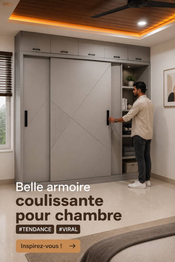 Armoire coulissante moderne dans une chambre à coucher élégante