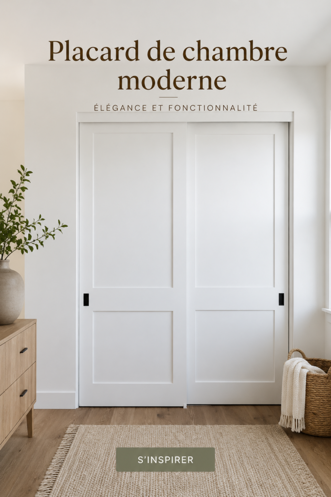 Dressing moderne et épuré dans une chambre contemporaine, avec des étagères et des tiroirs organisés.