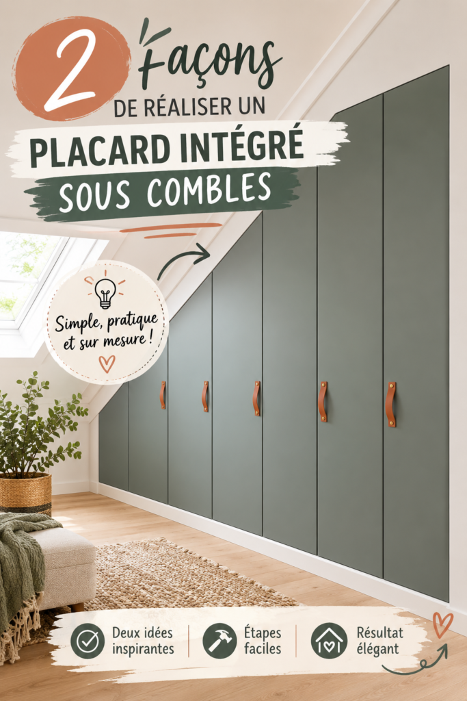 Dressing aménagé sous un plafond incliné, optimisant l'espace de rangement