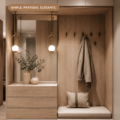 Entrée accueillante avec un mobilier fonctionnel et décoratif
