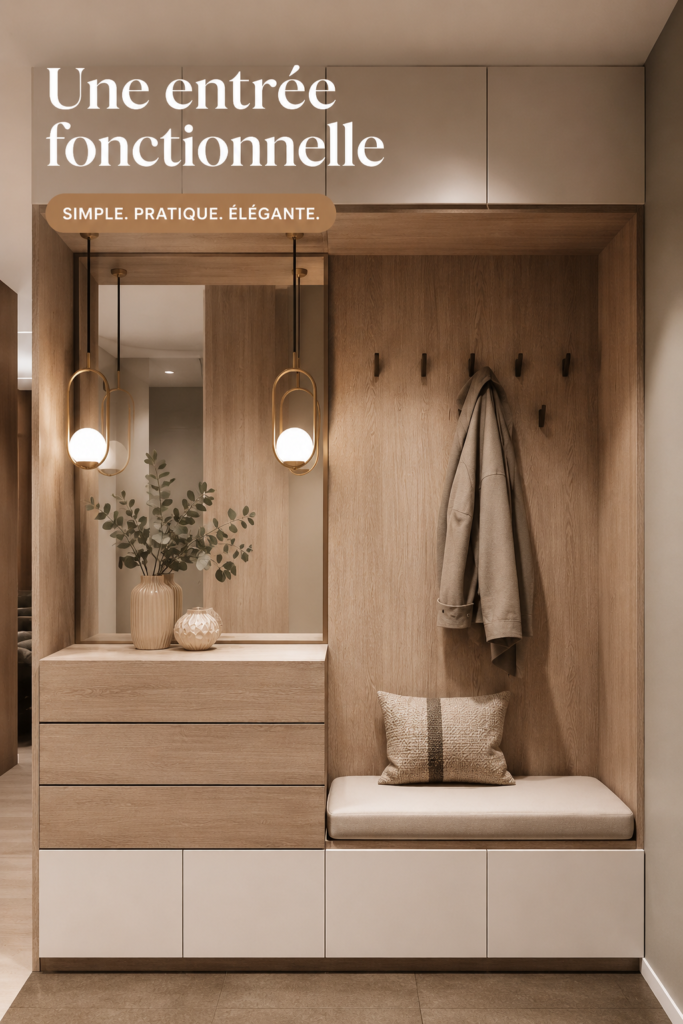 Entrée accueillante avec un mobilier fonctionnel et décoratif